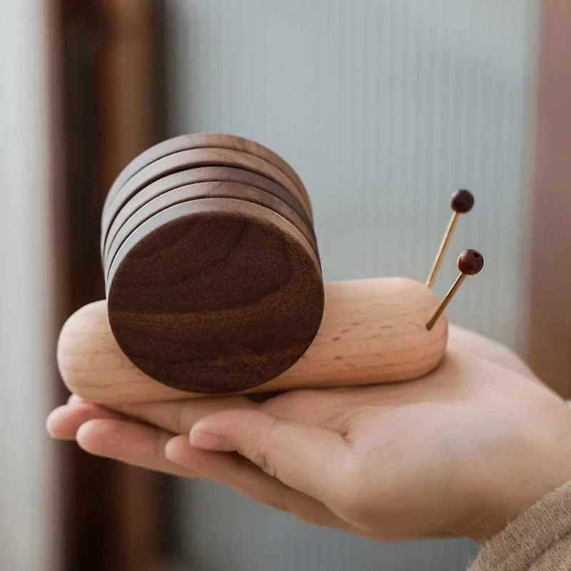Elegant Stackable Coasters in Natural Walnut Finish