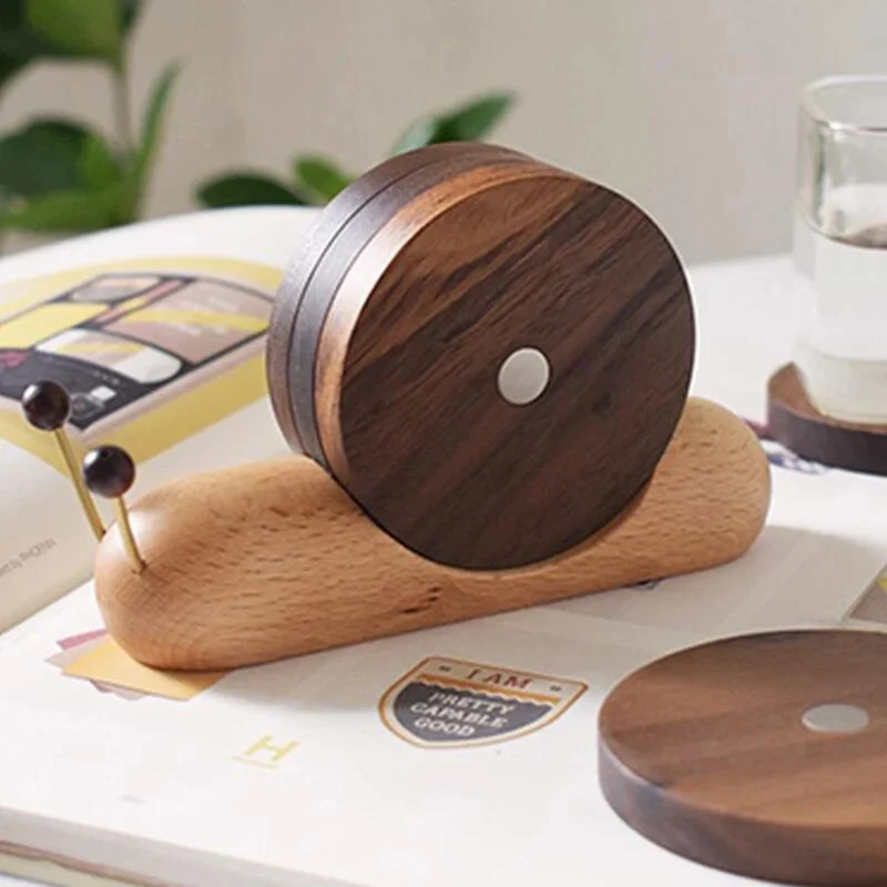 Elegant Stackable Coasters in Natural Walnut Finish