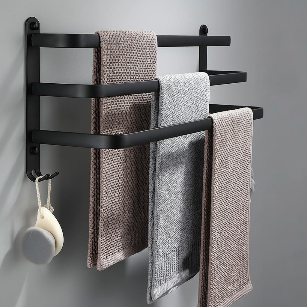 Metal Towel Rack for Wall Installation - Space-Saving Design