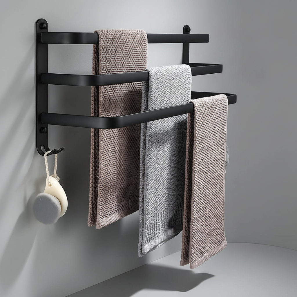 Metal Towel Rack for Wall Installation - Space-Saving Design