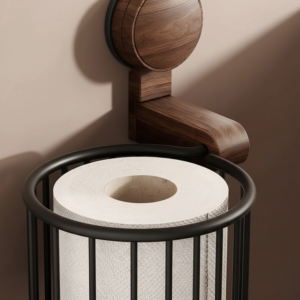 Walnut Wall-Mounted Toilet Tissue Dispenser