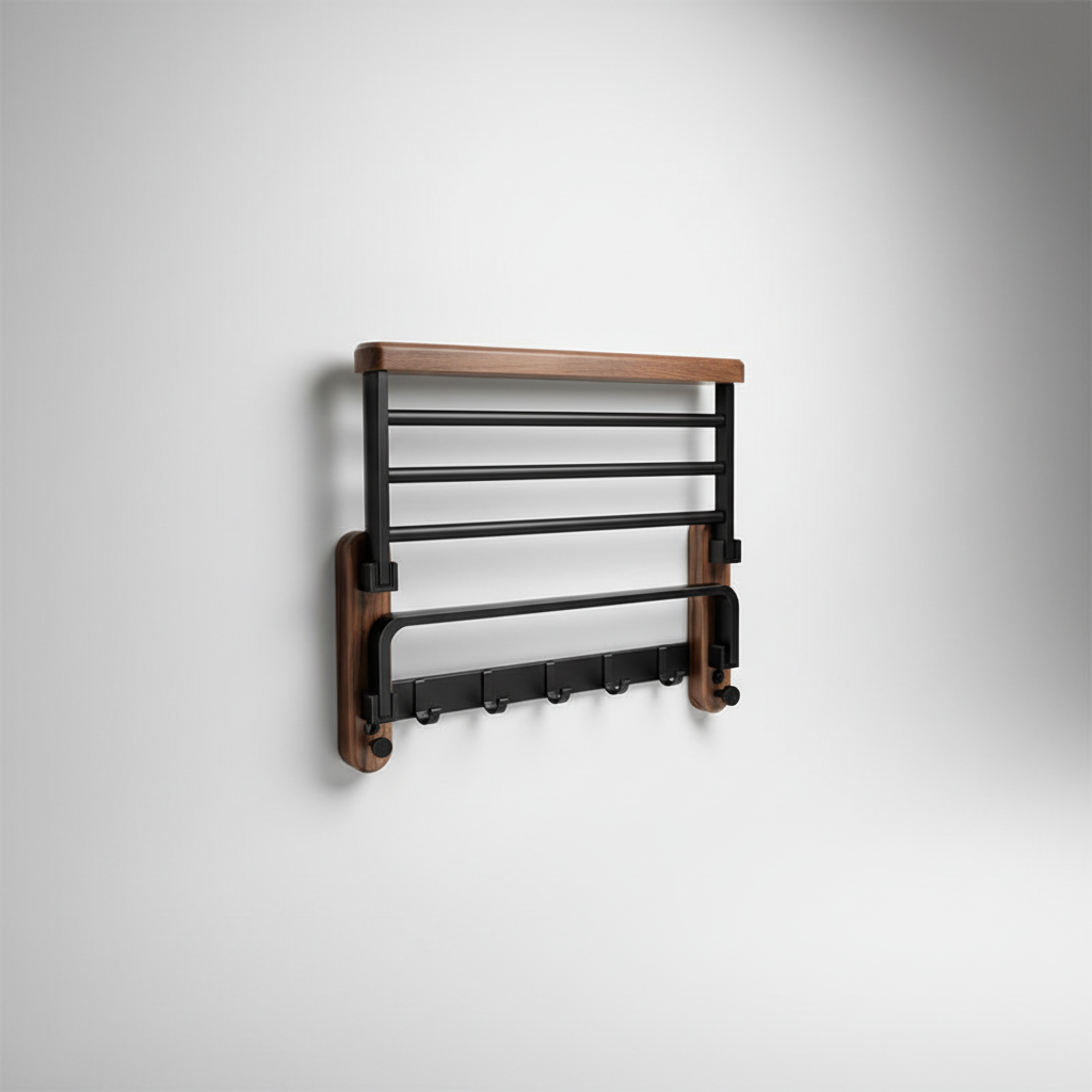 Wooden Towel Rack for Wall Installation