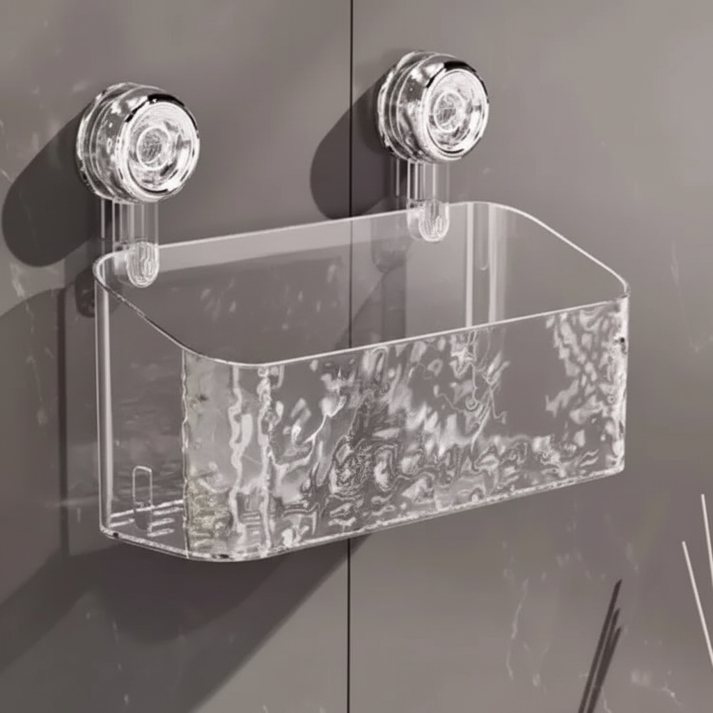Suction Cup Mounted Wall Shelf - Easy Install Storage Solution