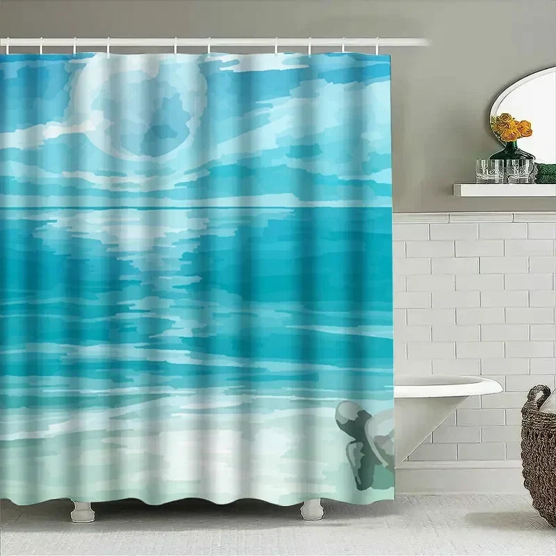 Shower Curtain Fabric with Water-Repellent Design - SeaBlur