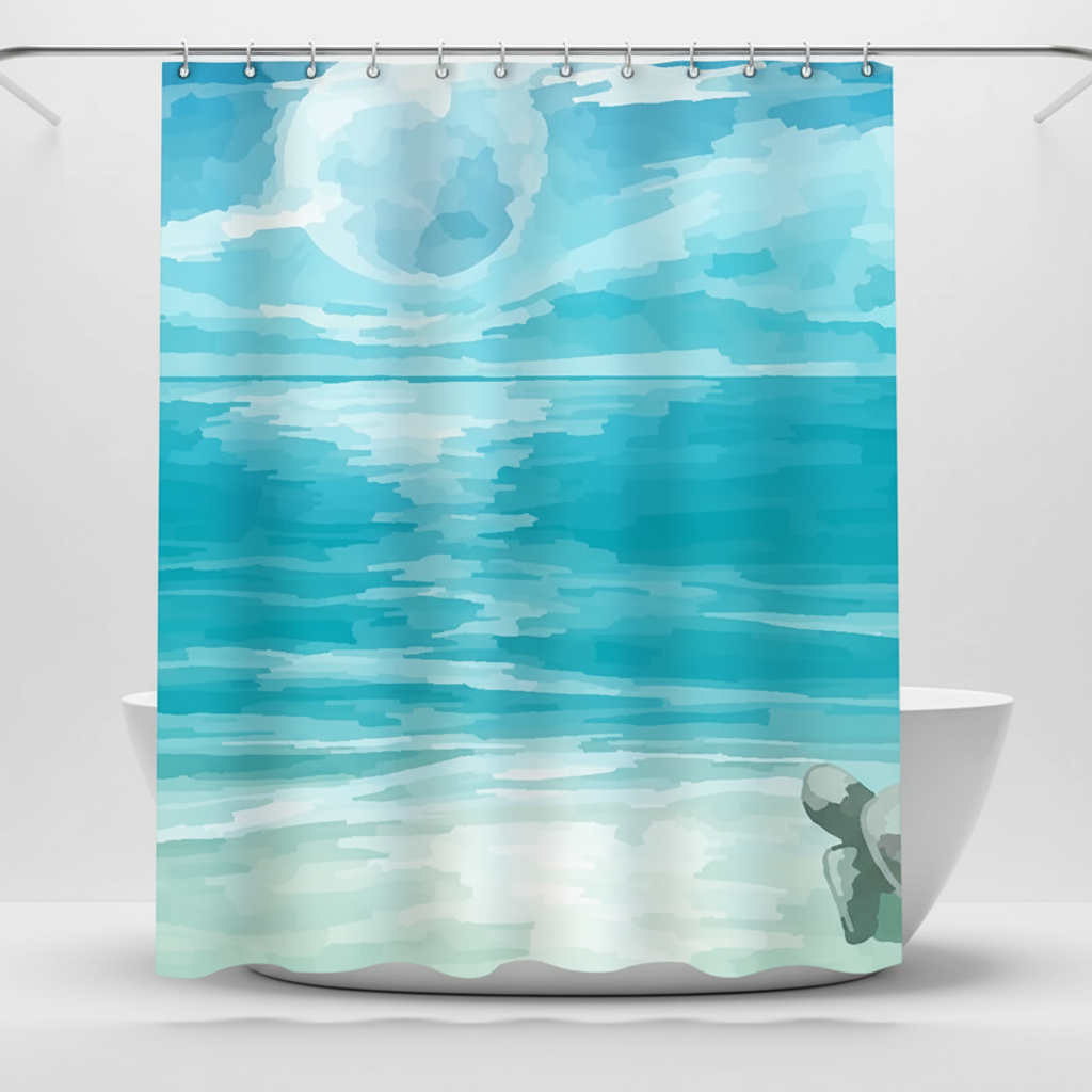 Shower Curtain Fabric with Water-Repellent Design - SeaBlur