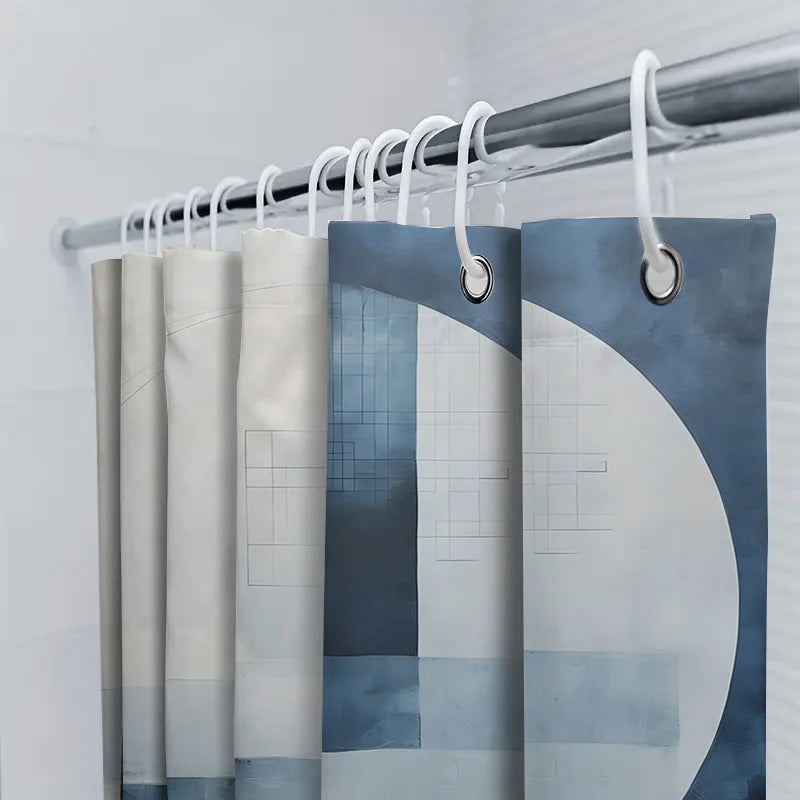 Aqua Water-Resistant Polyester Shower Curtain