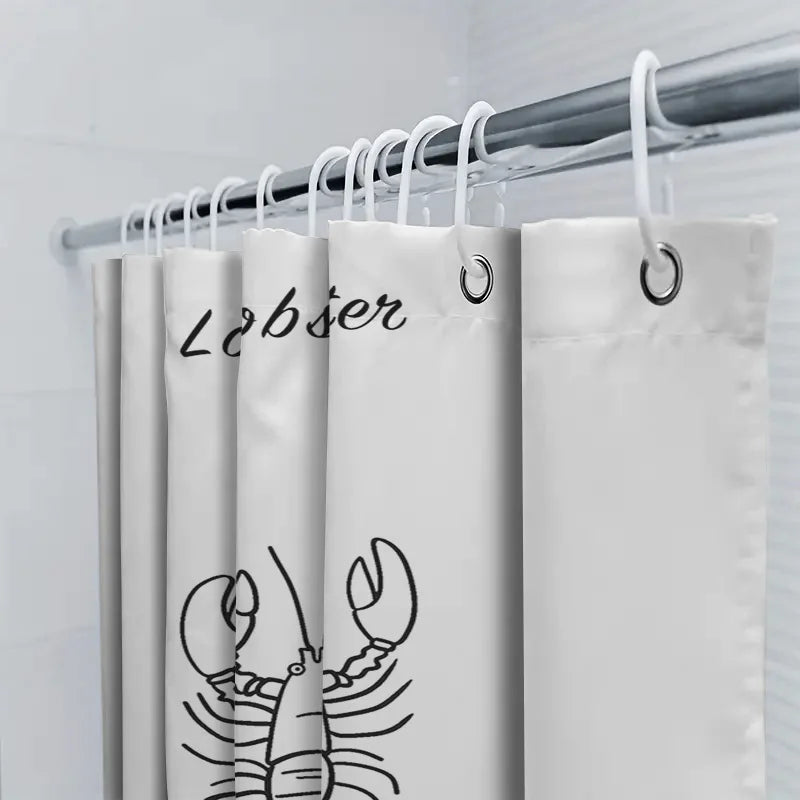 Water-resistant Polyester Shower Curtain - Coastal Design