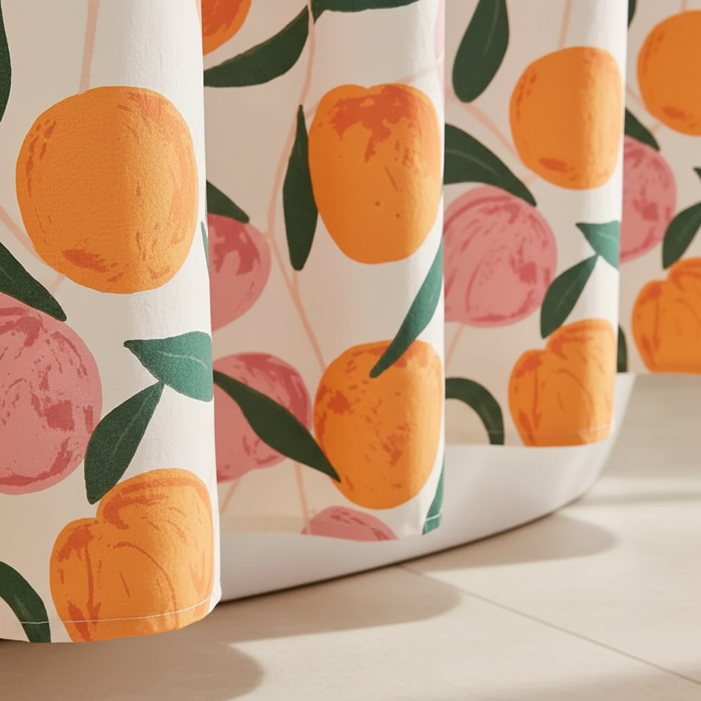 Peach-Colored Water-Resistant Polyester Shower Curtain