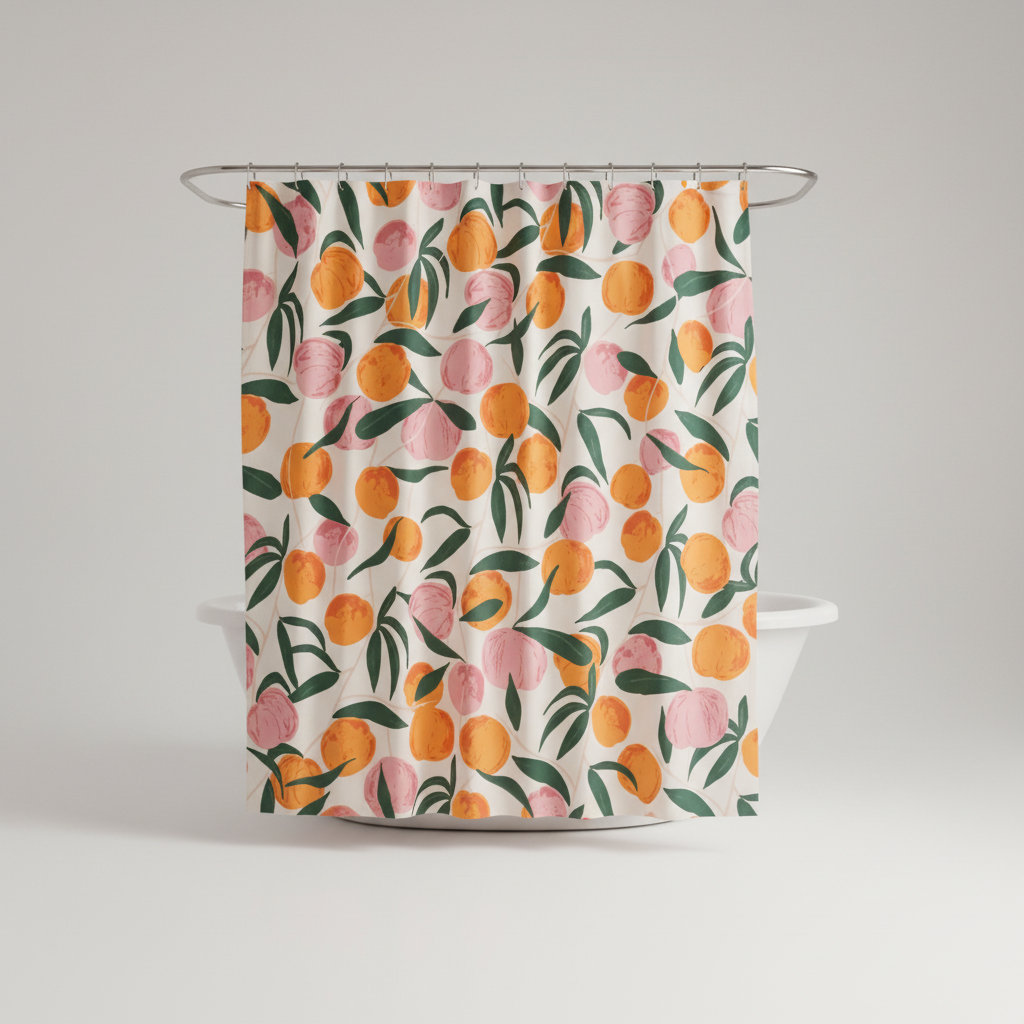 Peach-Colored Water-Resistant Polyester Shower Curtain