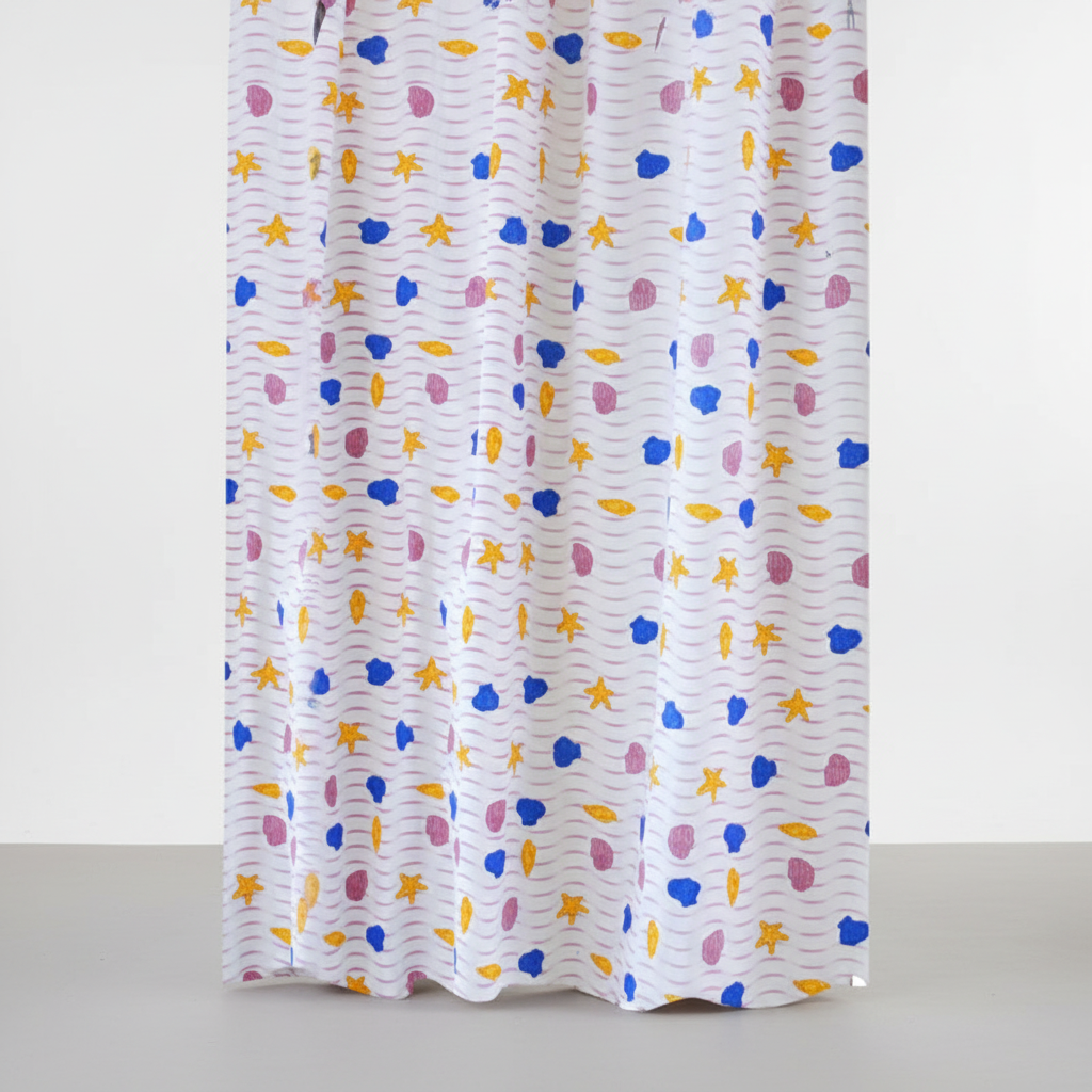 Polyester Waterproof Shower Curtain - Coastal Design