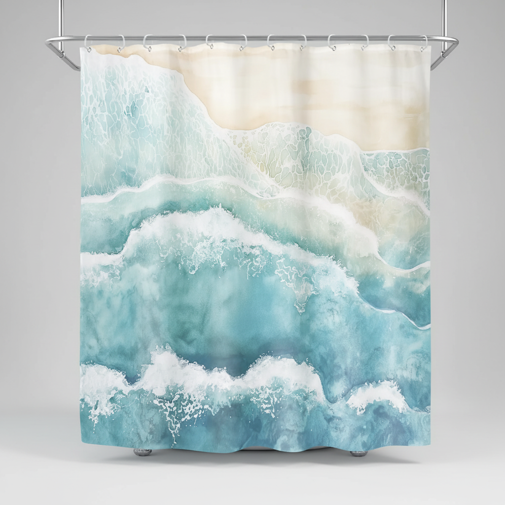 Coastal Waterproof Shower Curtain in Polyester