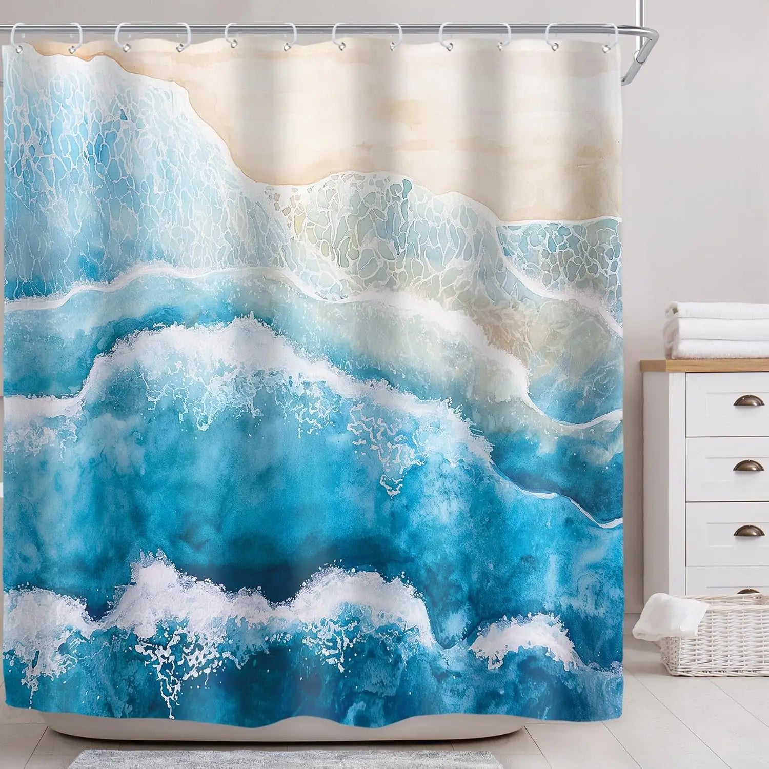 Coastal Waterproof Shower Curtain in Polyester
