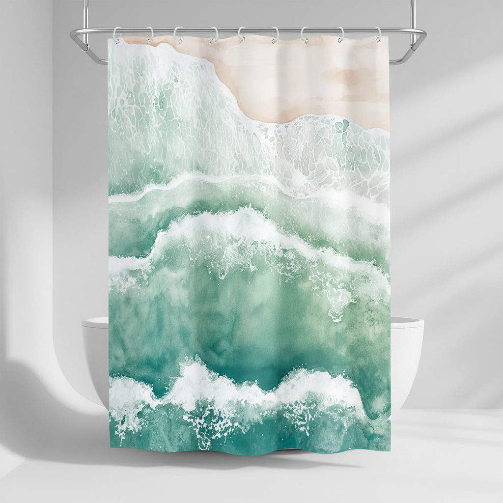 Coastal Waterproof Shower Curtain in Polyester