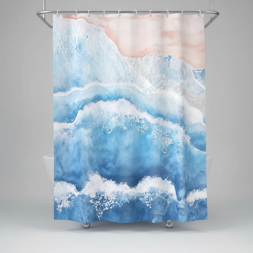 Coastal Waterproof Shower Curtain in Polyester