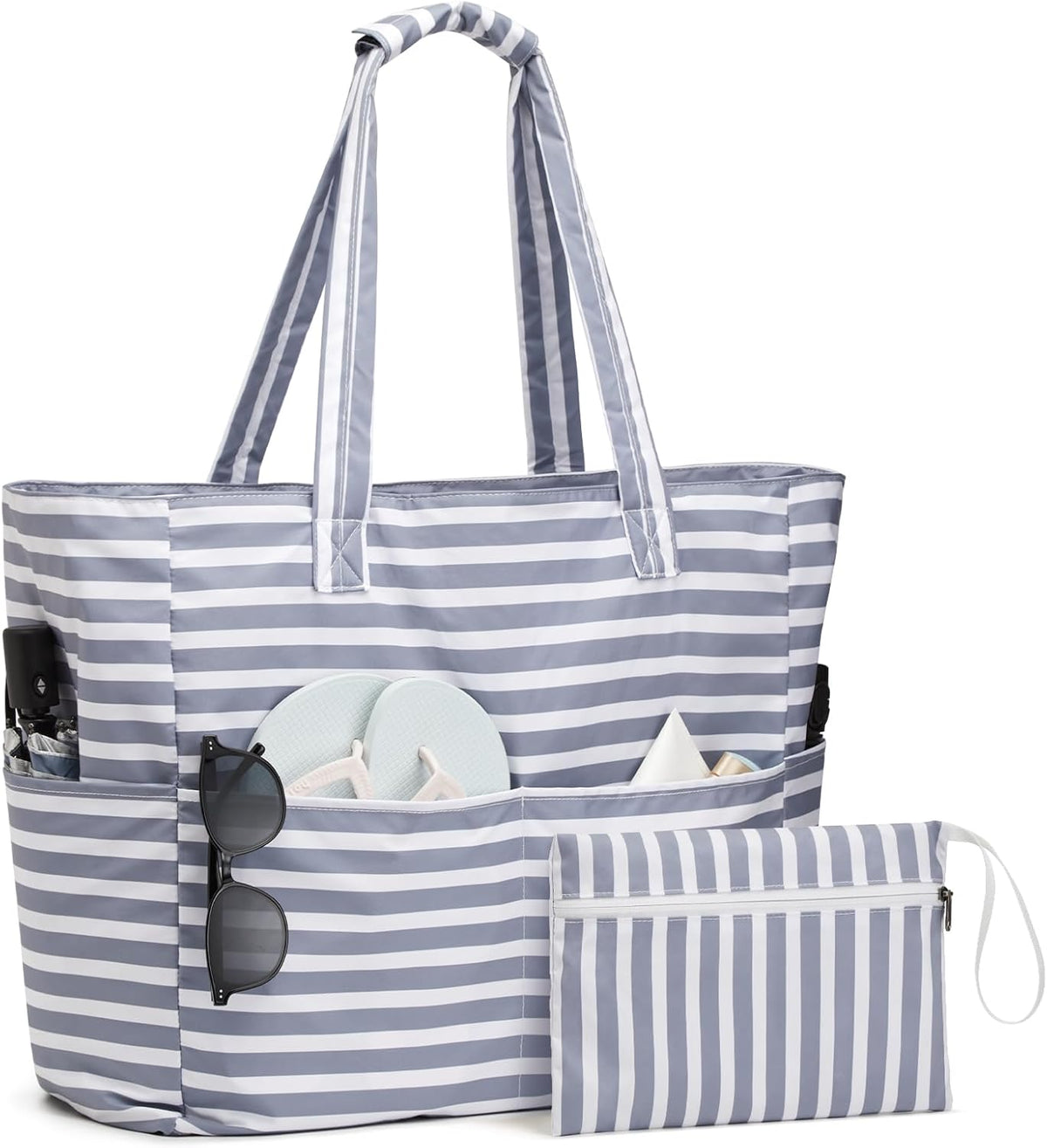 Versatile Waterproof Beach Bag with Generous Storage & Wet Pocket