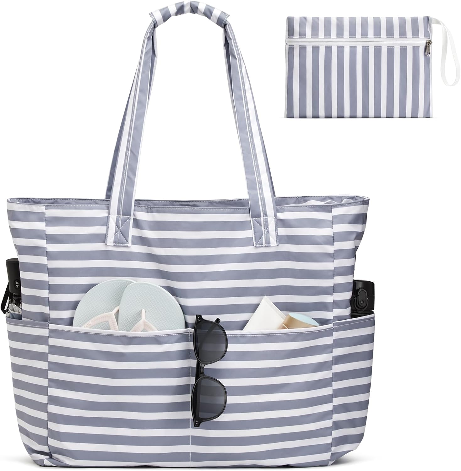 Versatile Waterproof Beach Bag with Generous Storage & Wet Pocket