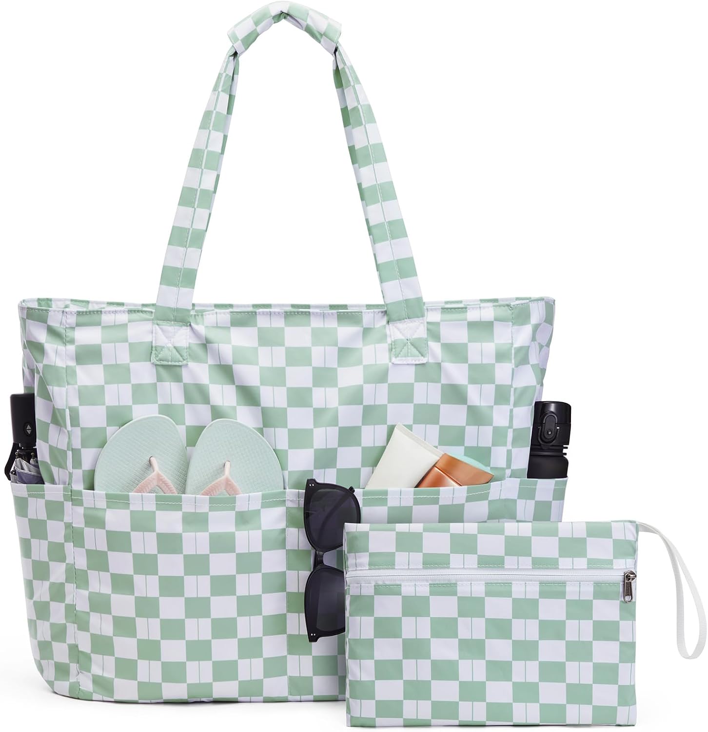 Versatile Waterproof Beach Bag with Generous Storage & Wet Pocket