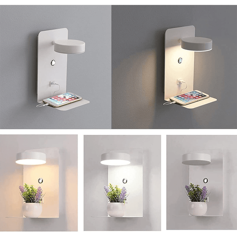 FlexiGlow | Adjustable Wall Light with Built-In Charging Station