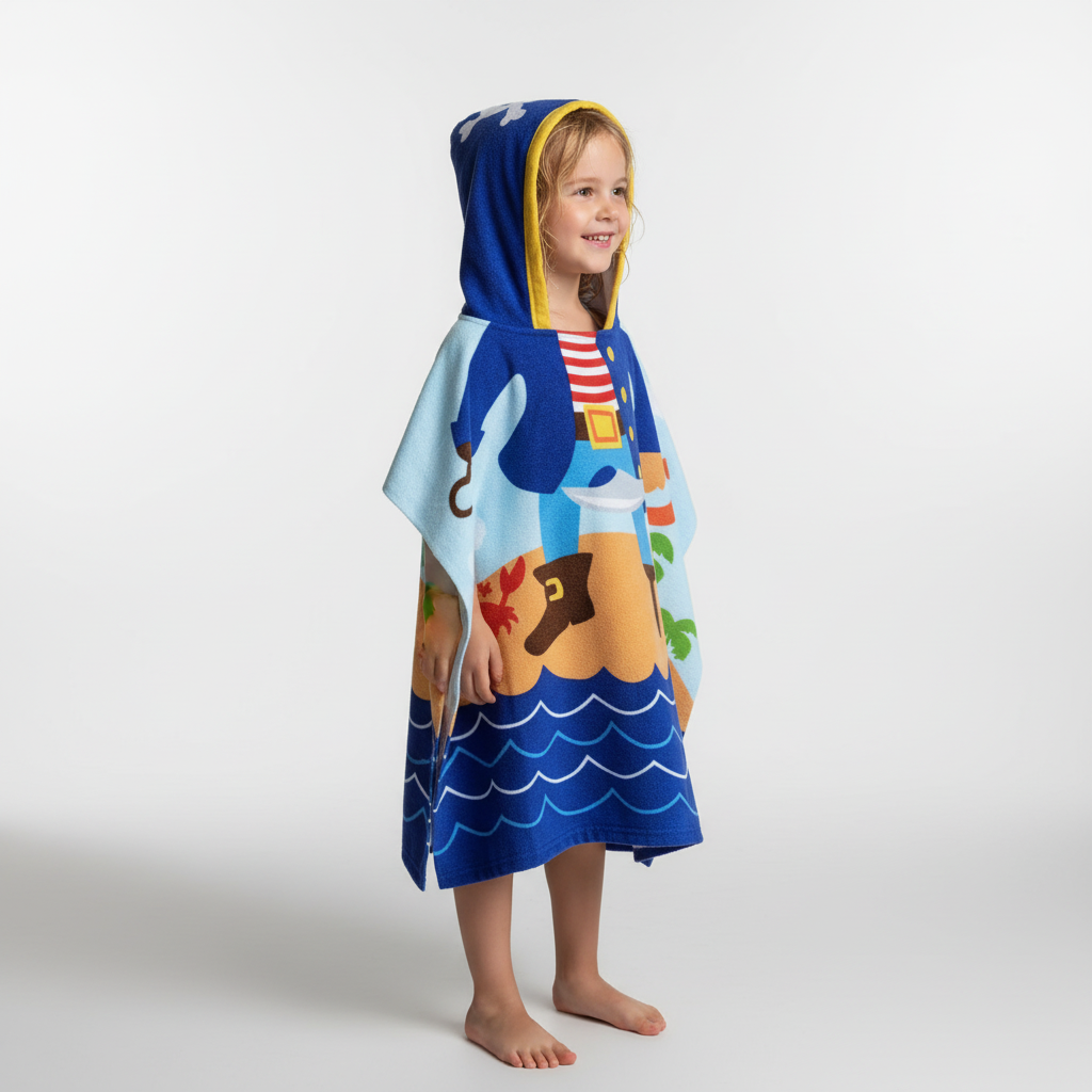 Hooded Soft Bath Towel for Kids - Adventure Theme