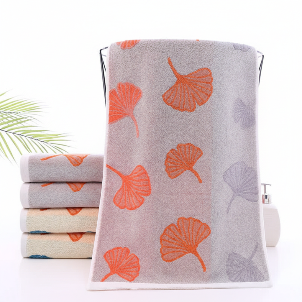 Leaf Pattern Soft Cotton Bath Towel