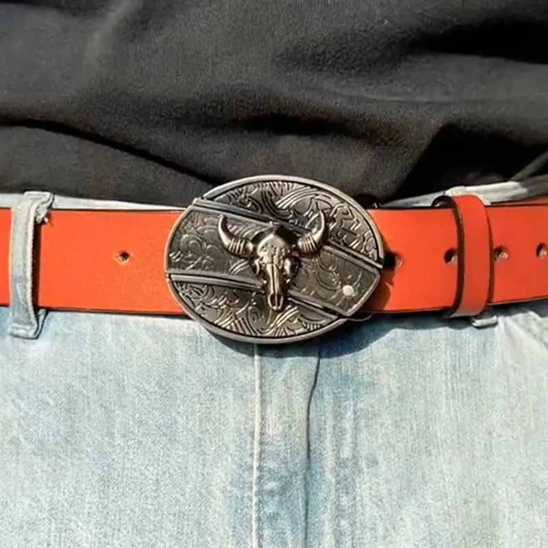 Rustic Charm | Bull Skull Belt Buckle with Vintage Appeal | Sturdy Zinc Alloy for Daily Use