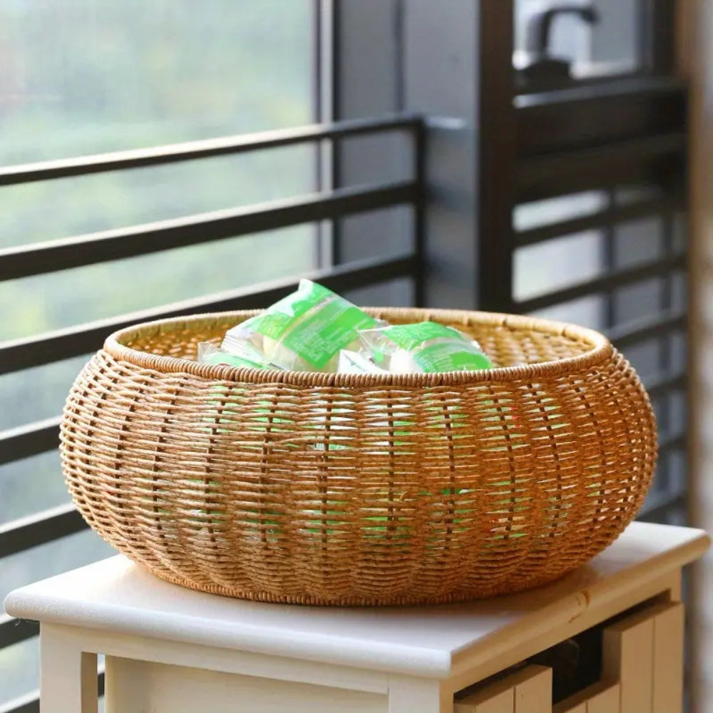 Chic Rattan Organizer with Lid | Stylish Storage Basket