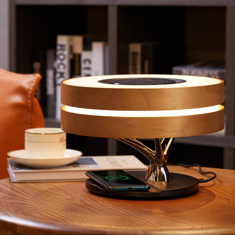 Speaker and Lamp Combo with Wireless Charging Function