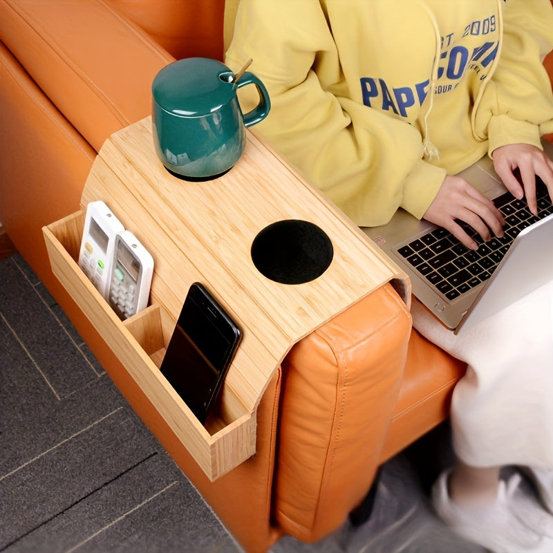 Versatile Sofa Armrest Table for Drinks and Essentials