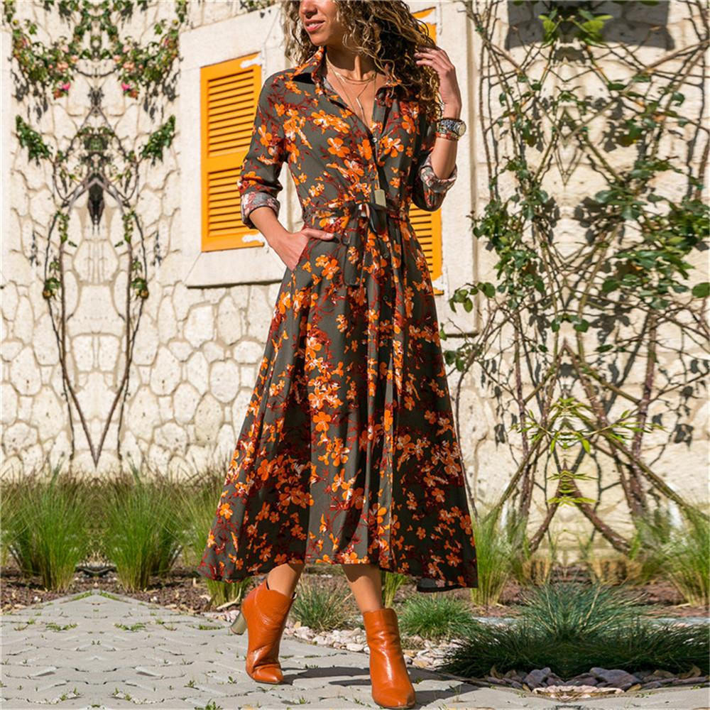 Chic Printed Midi Dress for Seasonal Style