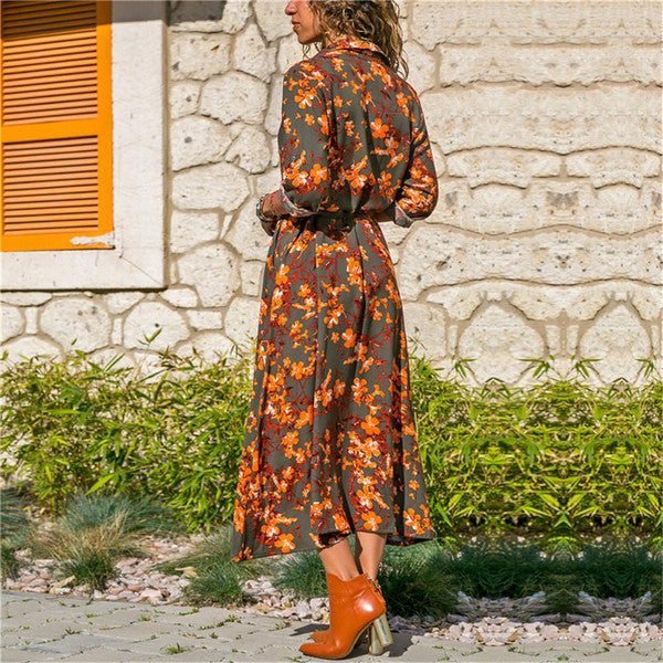 Chic Printed Midi Dress for Seasonal Style