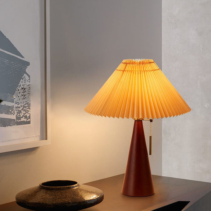 LuxeLight | Chic Wooden and Fabric LED Table Lamp