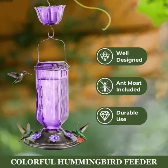 Elegant 24oz Glass Nectar Feeder for Hummingbirds