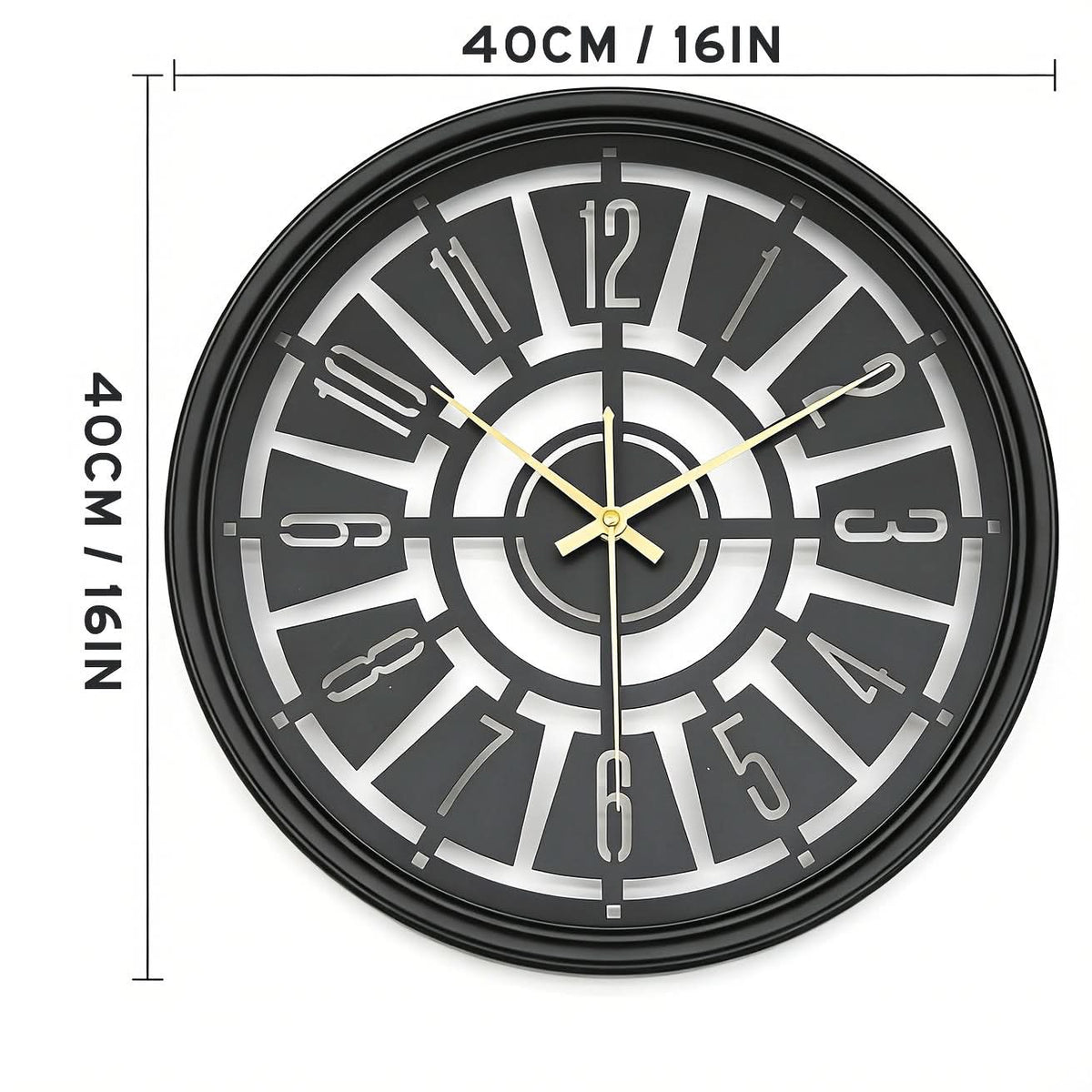 SereneTime – 15.75-Inch Silent 3D Iron Frame Wall Clock