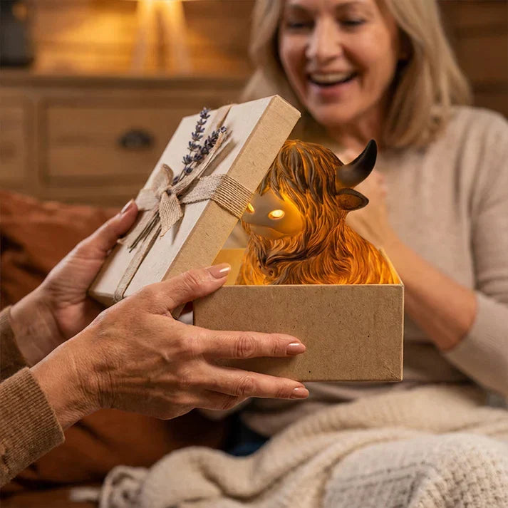 Charming Highland Cow Night Lamp – Cozy Amber Glow