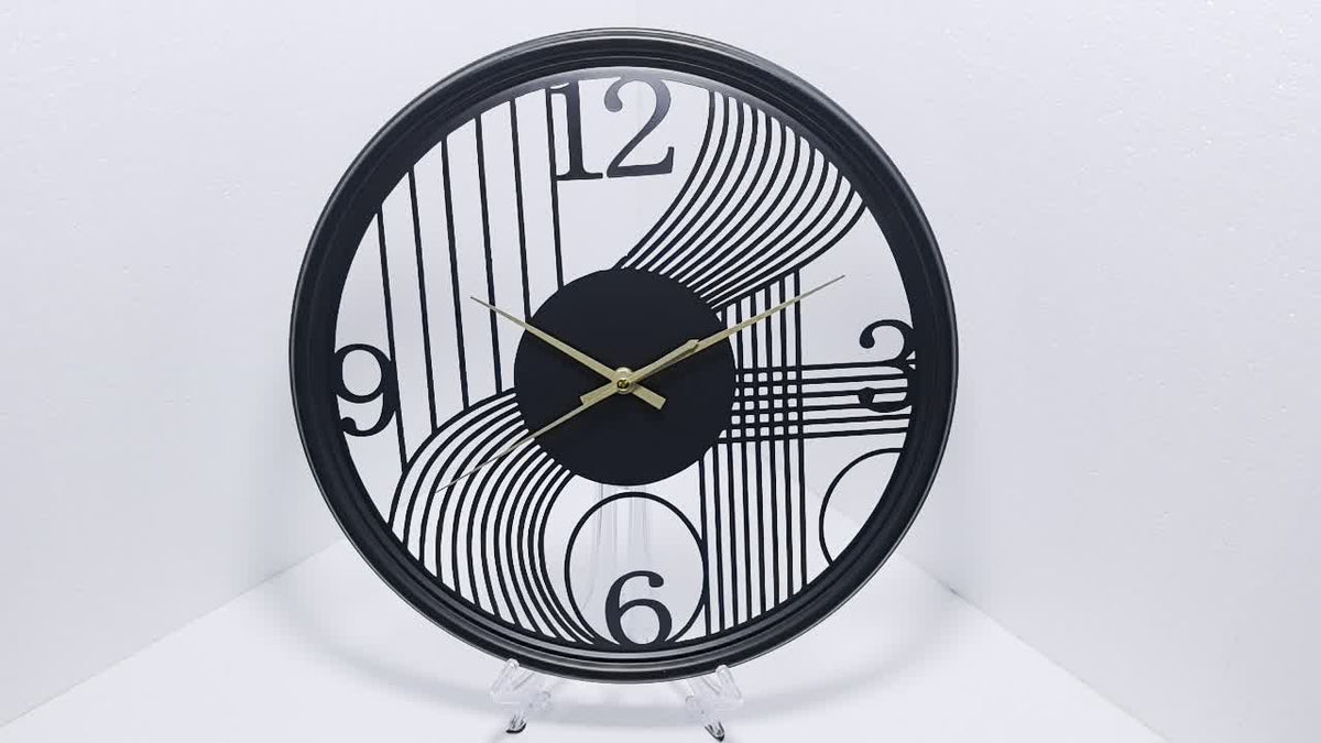 Gilded Harmony – 40cm Silent 3D Iron Wall Clock for Chic Interiors