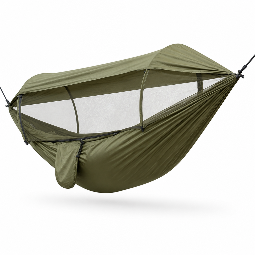 Integrated Mosquito Net & Built-In Sunshade Camping Hammock