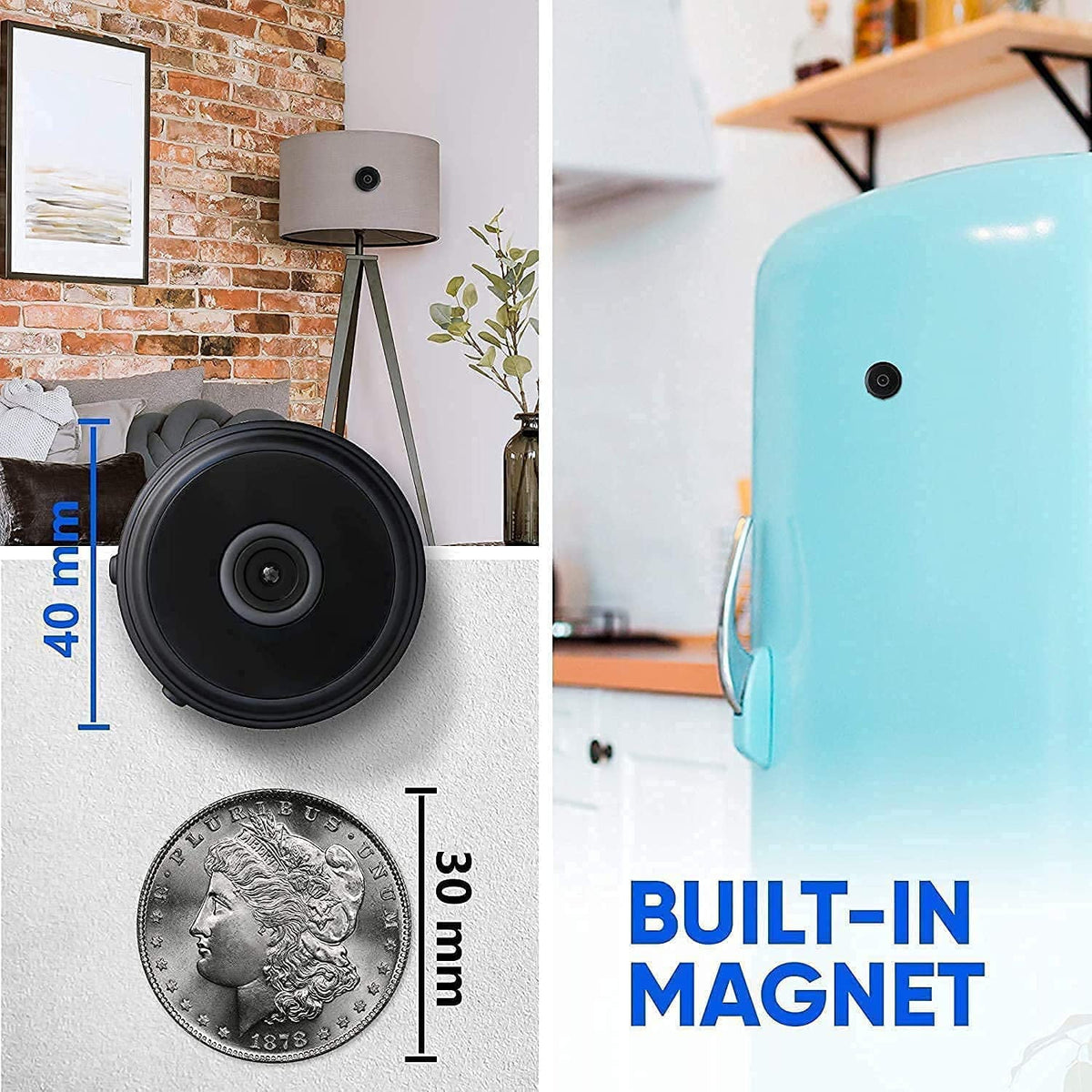 Sleek Wireless Magnetic Surveillance Camera with Live Streaming
