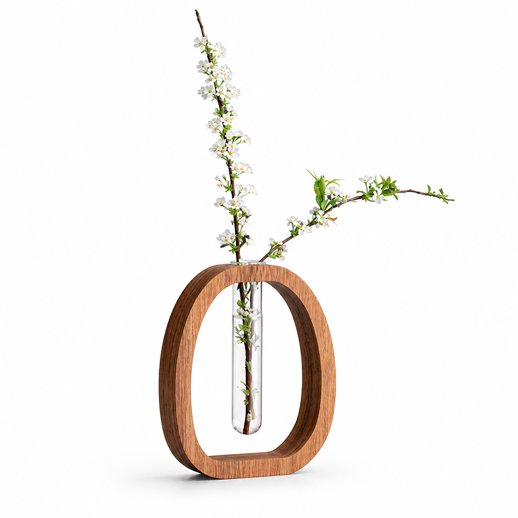 Wood & Glass Wall Vase (Detachable Tube)
