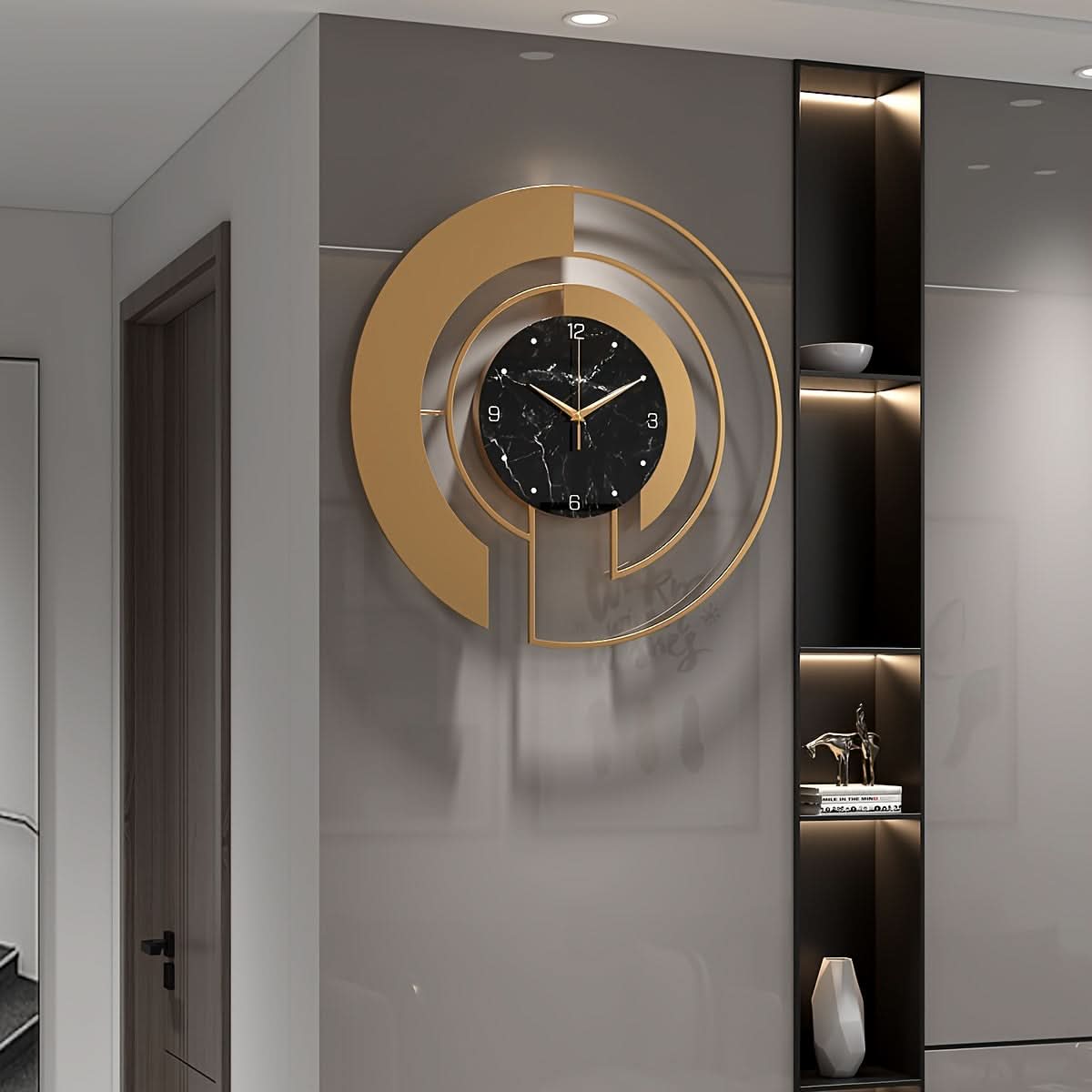 Luxe Timekeeper – Sleek Geometric Silent Clock with Glass Face