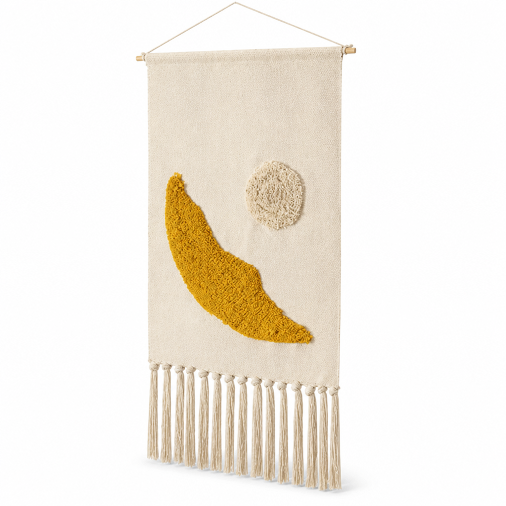 Handcrafted Geometric Tufted Cotton & Linen Wall Tapestry