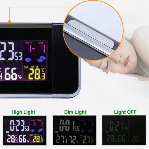 Multi-Function Projector Clock with Temperature Monitoring