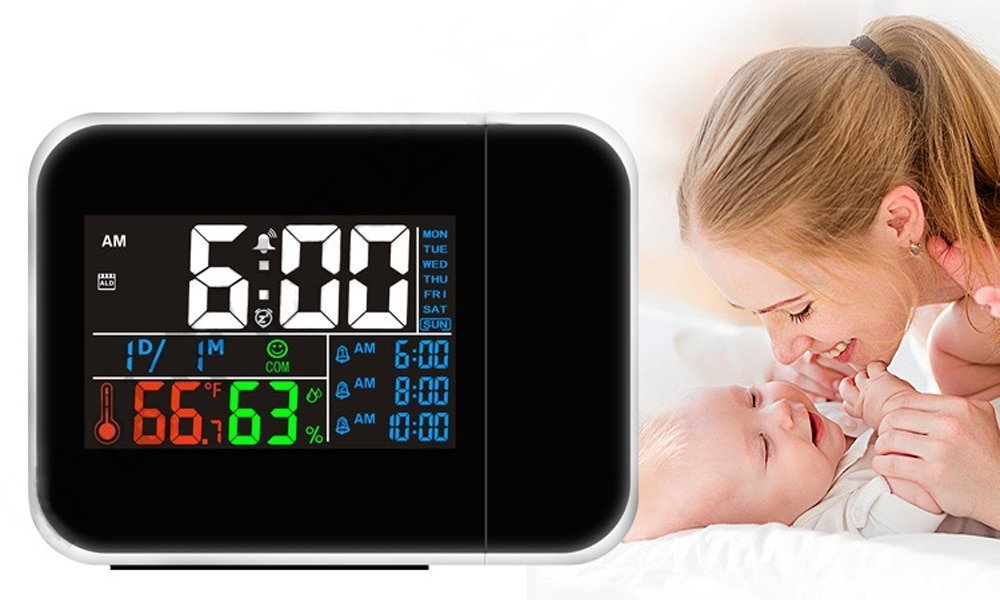 Multi-Function Projector Clock with Temperature Monitoring