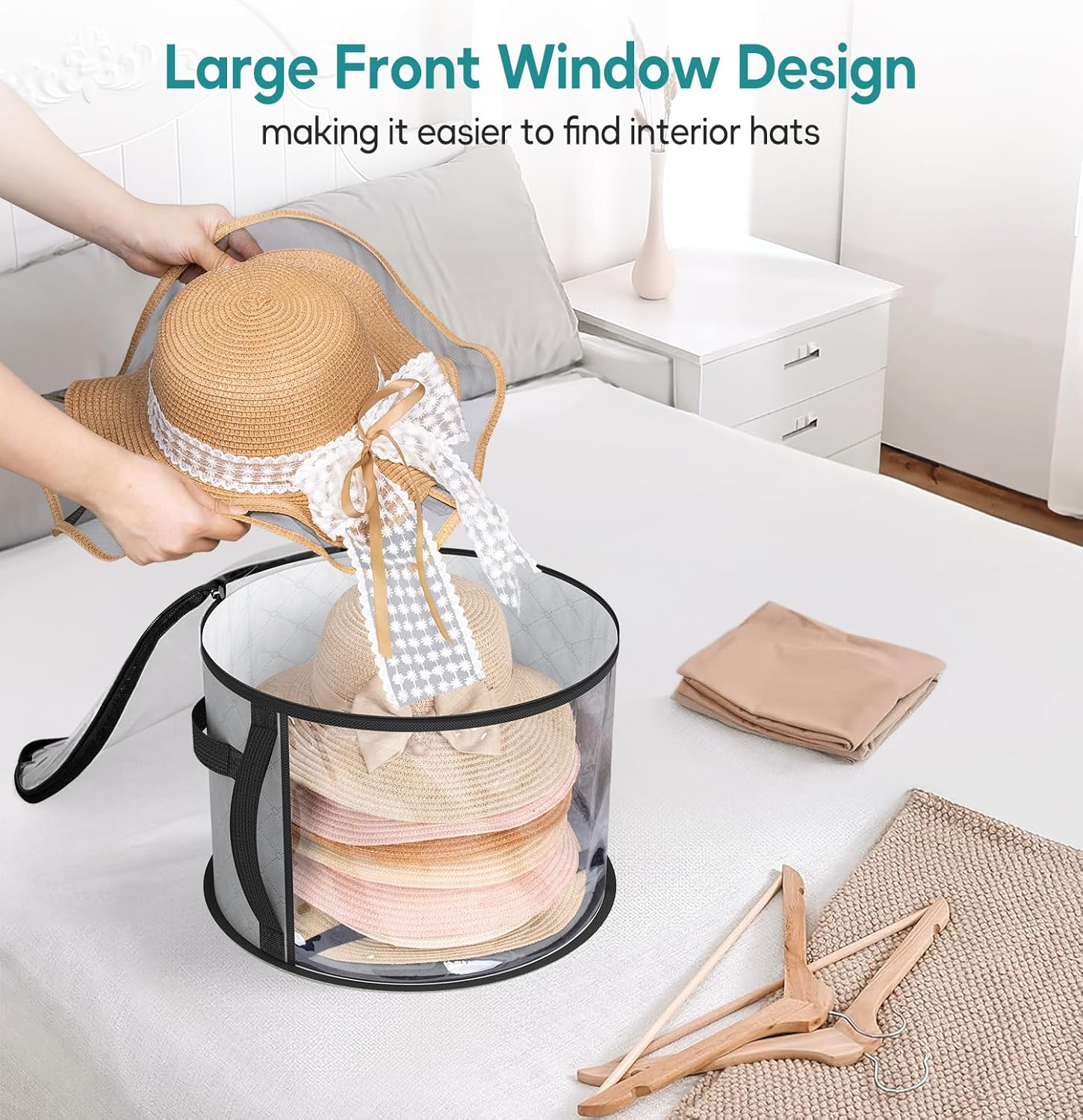 Transparent Hat Storage Container for Wide-Brimmed Hats with Handles – Buy One, Get One Free