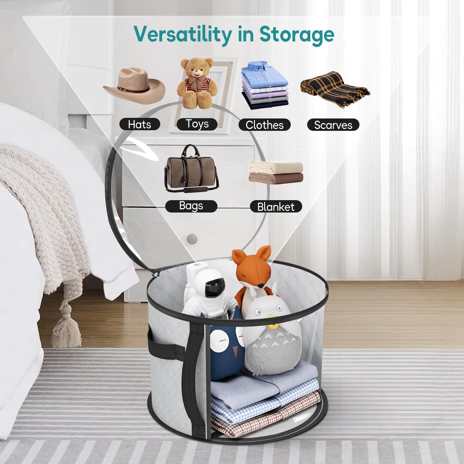 Transparent Hat Storage Container for Wide-Brimmed Hats with Handles – Buy One, Get One Free