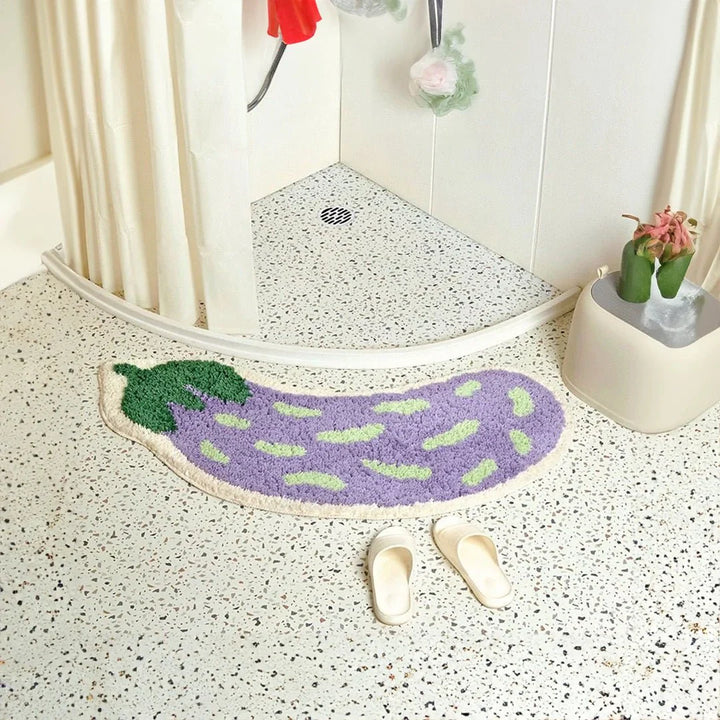 Bathroom Mat with Anti-Slip Feature - Banana or Eggplant Pattern