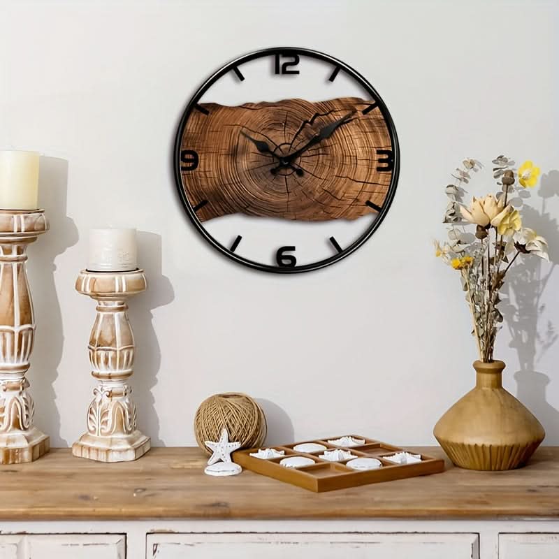 Elegant Round Wooden Wall Clock with Silent Movement