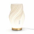 Wave-Shaped Fabric-Look Shade Table Lamp (USB Powered, Touch Dimmer, Metal Base)