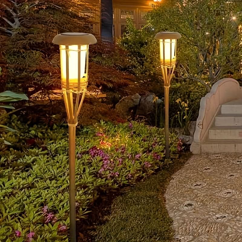 EcoFlame - Solar Bamboo LED Lanterns for Enchanting Outdoor Light