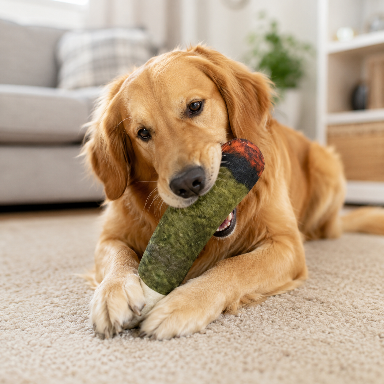 Plush Paws Squeaky Cigar Toy – Engaging Comfort for Dogs