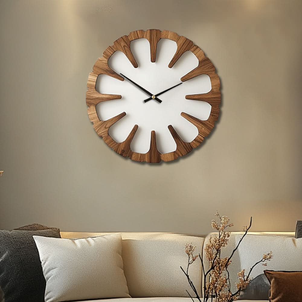 SerenityCraft Round Wooden Silent Clock for Tranquil Spaces